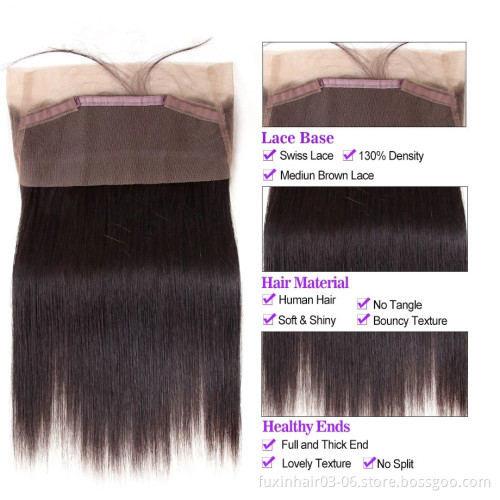 Brazilian 360 Lace Frontal Closure With Bundles Cuticle Aligned Hair 360 Lace Frontal Wig Perruque Lace Frontal 360